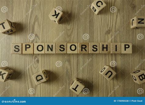 Word Sponsorship From Wooden Blocks On Desk Stock Photo Image Of