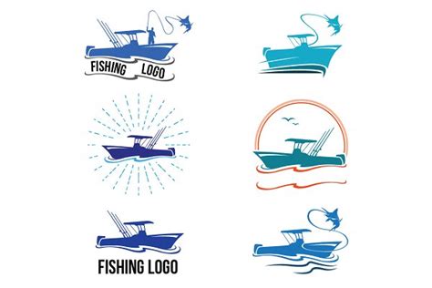 6 Fishing Logo With Fisherman Boat Creative Illustrator Templates