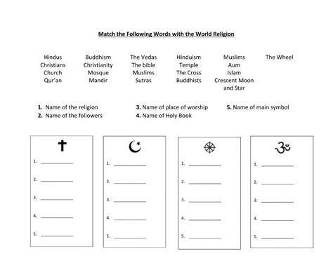 World Religions Worksheet Live Worksheets