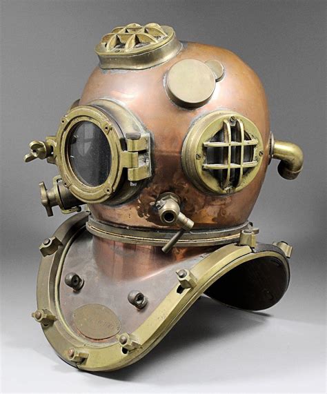 Early 20th C Brass And Copper Diving Helmet Scaphandre Scaphandrier