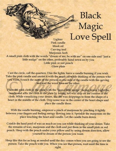 Black Magic Love Spell Book Of Shadows Page Rare Wiccan Spell Handmade Black Magic Love