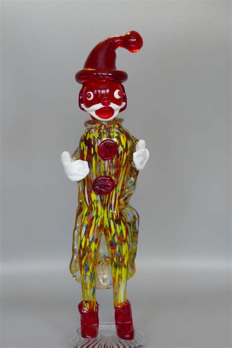 Tall Vintage Murano Art Glass Clown Perfect Condition W Original Label 11 5 H By