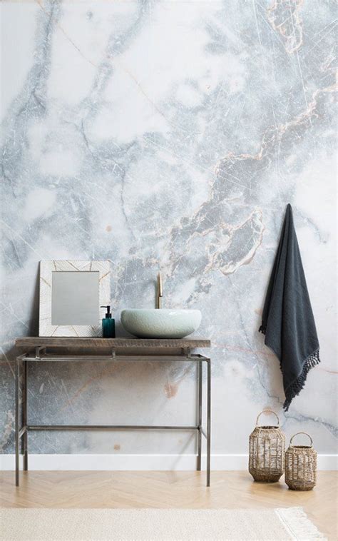 Our Deep Blue Clouded Marble Wallpaper Mural Will Transport You To A