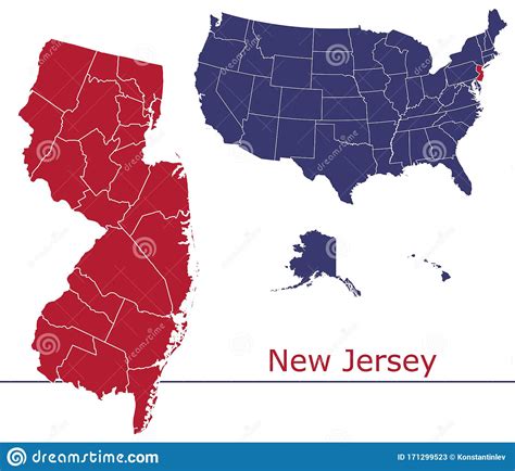 Mapa Vectorial De Los Condados De Nueva Jersey Ilustración del Vector