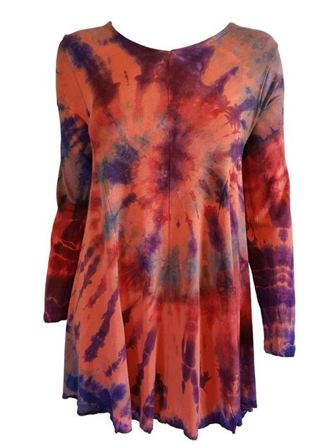 Tie Dye Long Sleeved Tunic Orange Maya Of Glastonbury