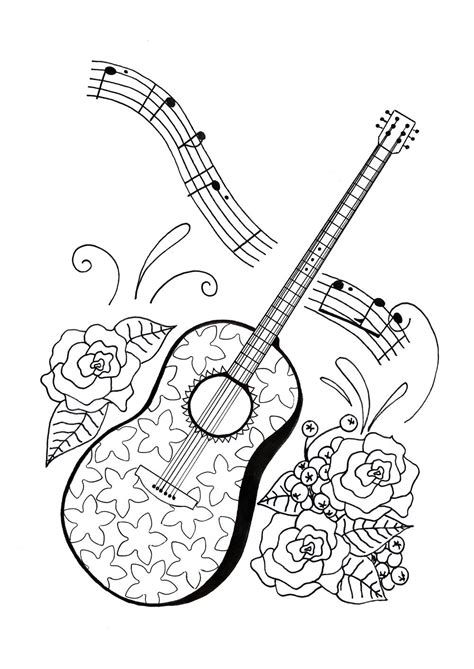 Touch device users, explore by touch or with swipe. For the Love of Music Adult Coloring Page | FaveCrafts.com