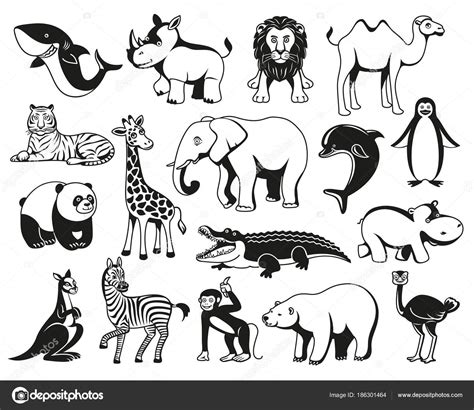 Siluetas en blanco y negro de animales | Silueta gráfica blanco y negro