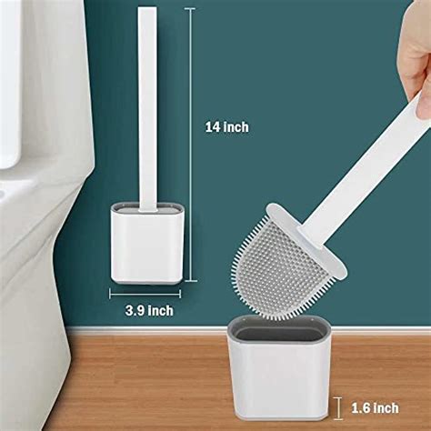 Toilet Brush With Slim Holder Silicone Flex Toilet Brush Anti Drip Set