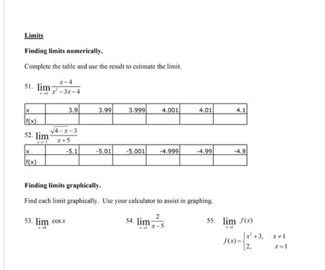 Get Answer Limits Finding Limits Numerically Complete The Table