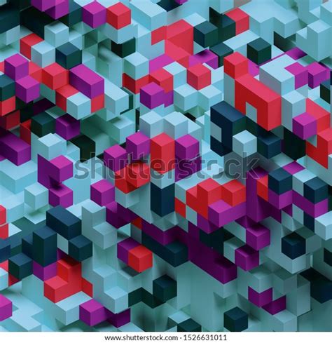 3d Pixels Abstract Isometric Background Stock Illustration 1526631011