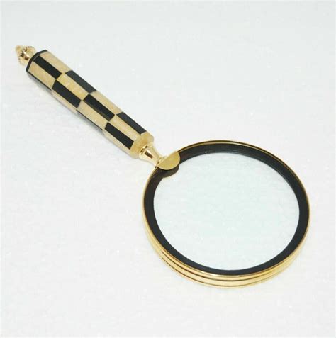 Antique Vintage Maritime Brass Magnifying Magnifier Glass Sturdy Resin Handle Ebay