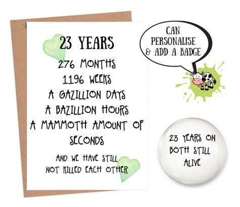 Whether you are speaking to your colleague or writing thoughtful words on a card, use a few simple words to congratulate your colleague on completing a year. 23rd year anniversary card | personalised wedding ...