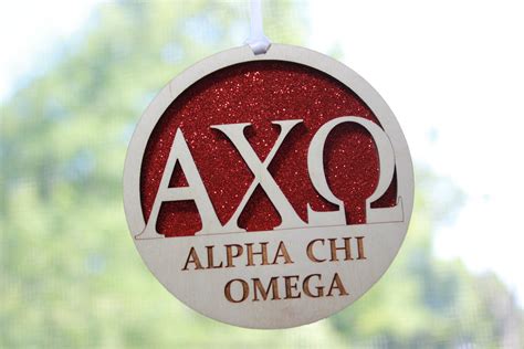 Alpha Chi Omega Laser Carved Greek Letter Ornament 3 Round