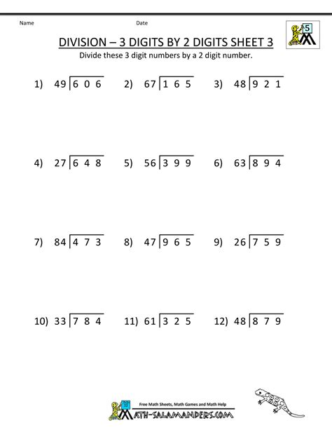 76 Free Worksheets For Long Division With 2 Digit Divisor For 5th