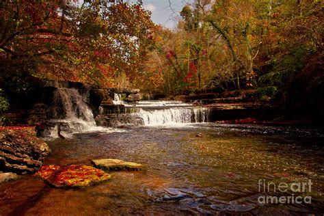 Autumn Leaves Waterfalls On The Tennessee Duck River Photograph By