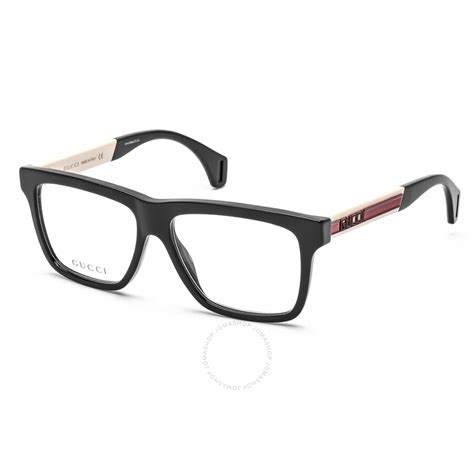 gucci unisex black square eyeglass frames gg0464o 005 56 889652200002 eyeglasses jomashop