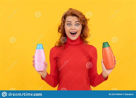 Beauty Product Daily Habits And Personal Care Redhead Lady Presenting Cosmetic Product Stock