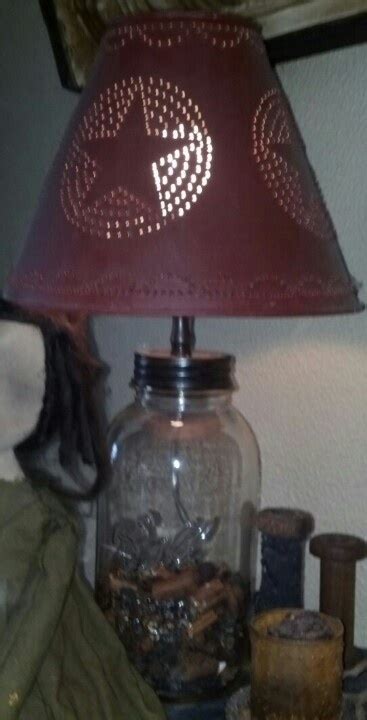 Lamp Made From A Mason Jar Love The Shade Primitive Lamps