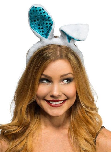 Blue And White Sequinned Easter Bunny Ears Bunny Costume Ears