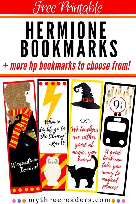 free printable hermione bookmarks for your hp bookworm