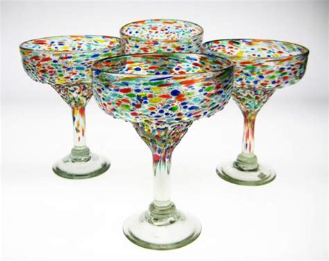 Mexican Margarita Glasses Bumpy Confetti 14oz Set Of 4 In 2020 Mexican Glass Glass