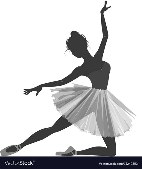 Ballerina Girl Silhouette Isolated On White Vector Image