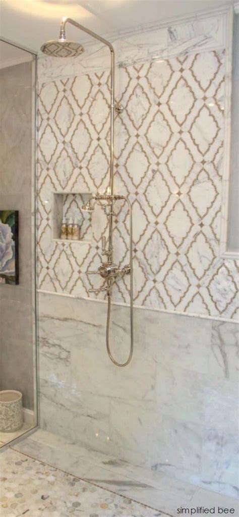 White And Gold Moroccan Tile Marble Marblebathroom In 2020