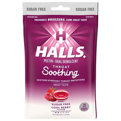 Halls Throat Soothing Cough Drops Sugar Free Cool Berry Shop Cough