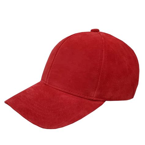 Red Suede Leather Baseball Cap Winner Caps Mfg Company