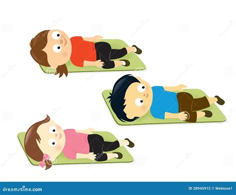 Kids Stretching On Mats Stock Vector Illustration Of Doing 28945912