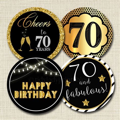 70th Birthday Cupcake Toppers Printable Cheers To Seventy Year Cupcake