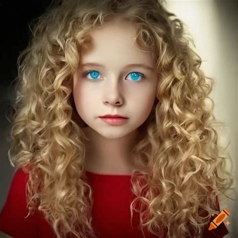 Portrait Of A Girl With Long Blonde Curly Hair