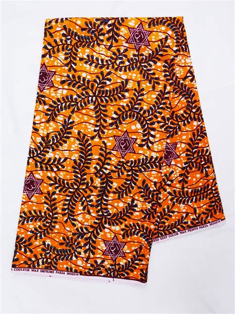 Orange African Ankara Fabric By The Yard African Print Fabric Etsy