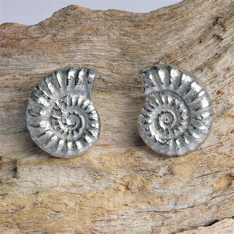 Examples from the lower jurassic. Fossil Ammonite Stud Earrings UK Made Pewter Gifts