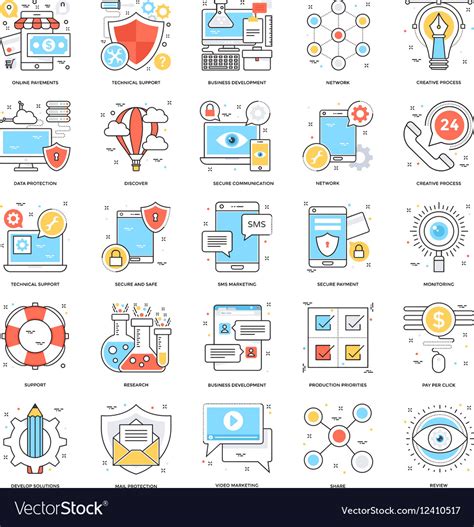 Flat Color Line Icons 1 Royalty Free Vector Image