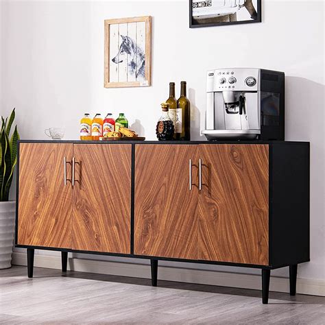 Buy Black Sideboard Buffet Cabinet 58 Accent Storage Cabinet With 4