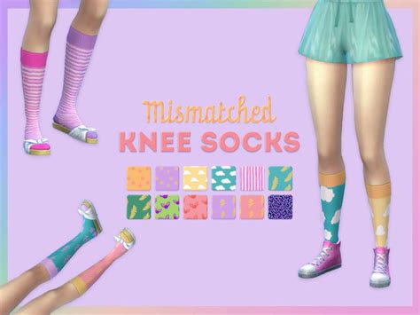 The Sims Resource Cute Mismatched Knee Socks