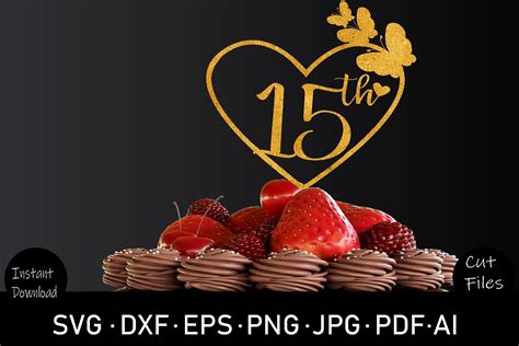 15th Happy Birthday Svg Cake Topper Svg Grafika Przez Rizwana Khan