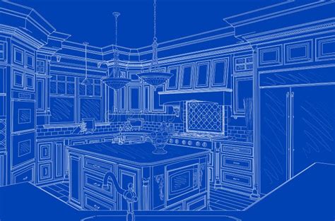 Beautiful Custom Kitchen Blueprint Design Drawing Stock Image Image