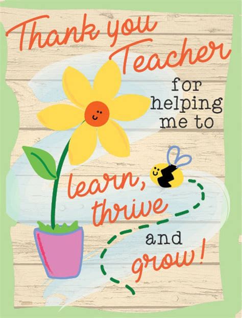 Thank You Teacher For Helping Me To Learn Thrive And Grow Etsy