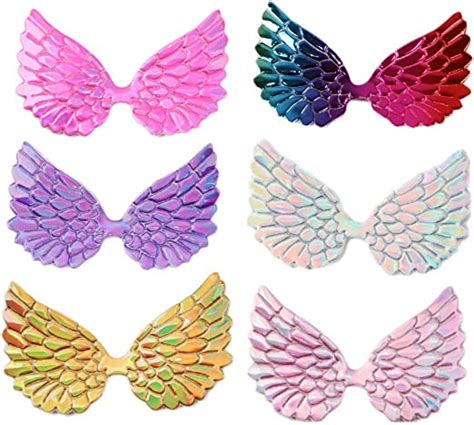 David Angie Laser Angel Wings Fabric Embossed 60 Pcs Iridescent Wings