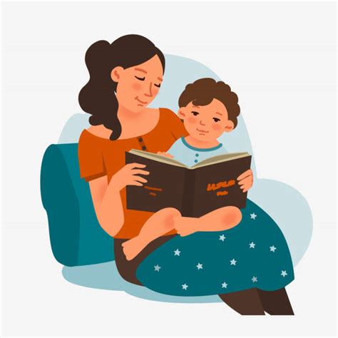 Parent And Child Reading Book Illustrations Royalty Free Vector