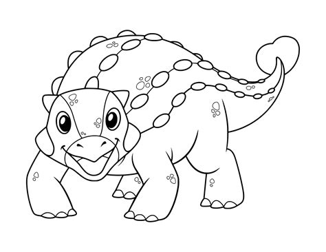 Ankylosaurus Lovely Dinosaur cartoon Coloring Page - Free Printable