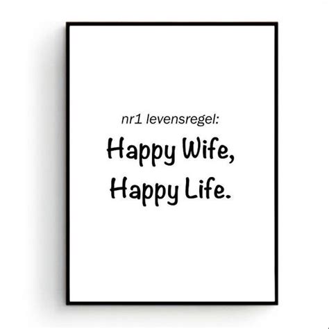 Postercity Design Canvas Poster Nr1 Levensregel Happy Wife Happy Life