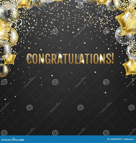 Congratulations Card With Golden Balloons Stock Vector Illustration
