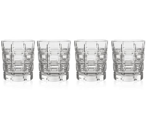 Delano Barrel Cut Double Old Fashioned Crystal Glass Set Of 4