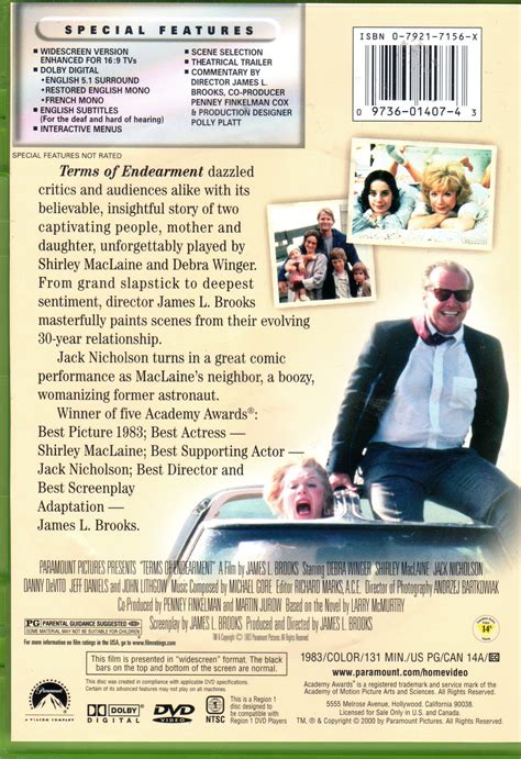TERMS OF ENDEARMENT DVD Debra Winger Shirley MacLaine Jack Nicholson Danny DeVito Jeff