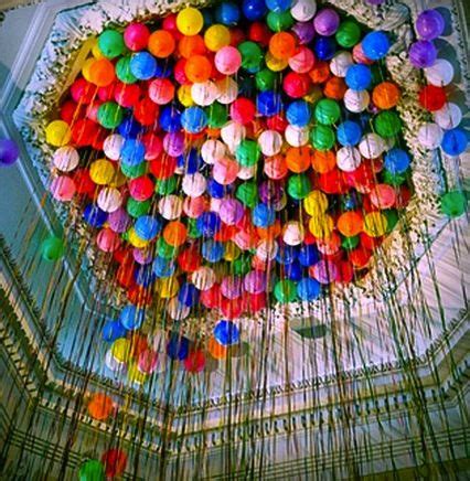 We decorate floors, tables, aisles and walls, even the bathrooms. Balloons as ceiling decor | Balloon ceiling, Balloons ...