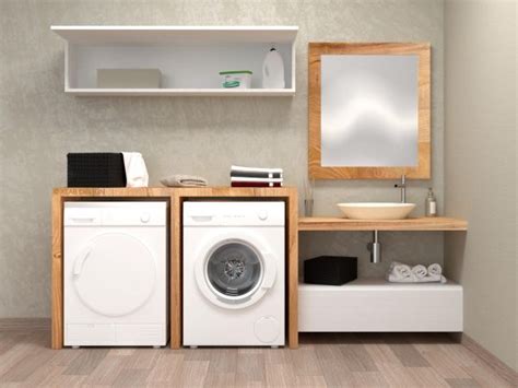 mobile bagno lavanderia di design con lavabo appoggio in stile moderno bianca xlab design