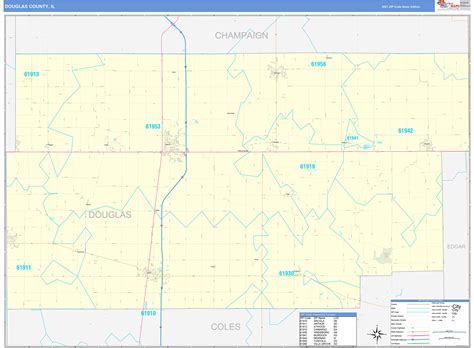 Douglas County Il Zip Code Wall Map Basic Style By Marketmaps